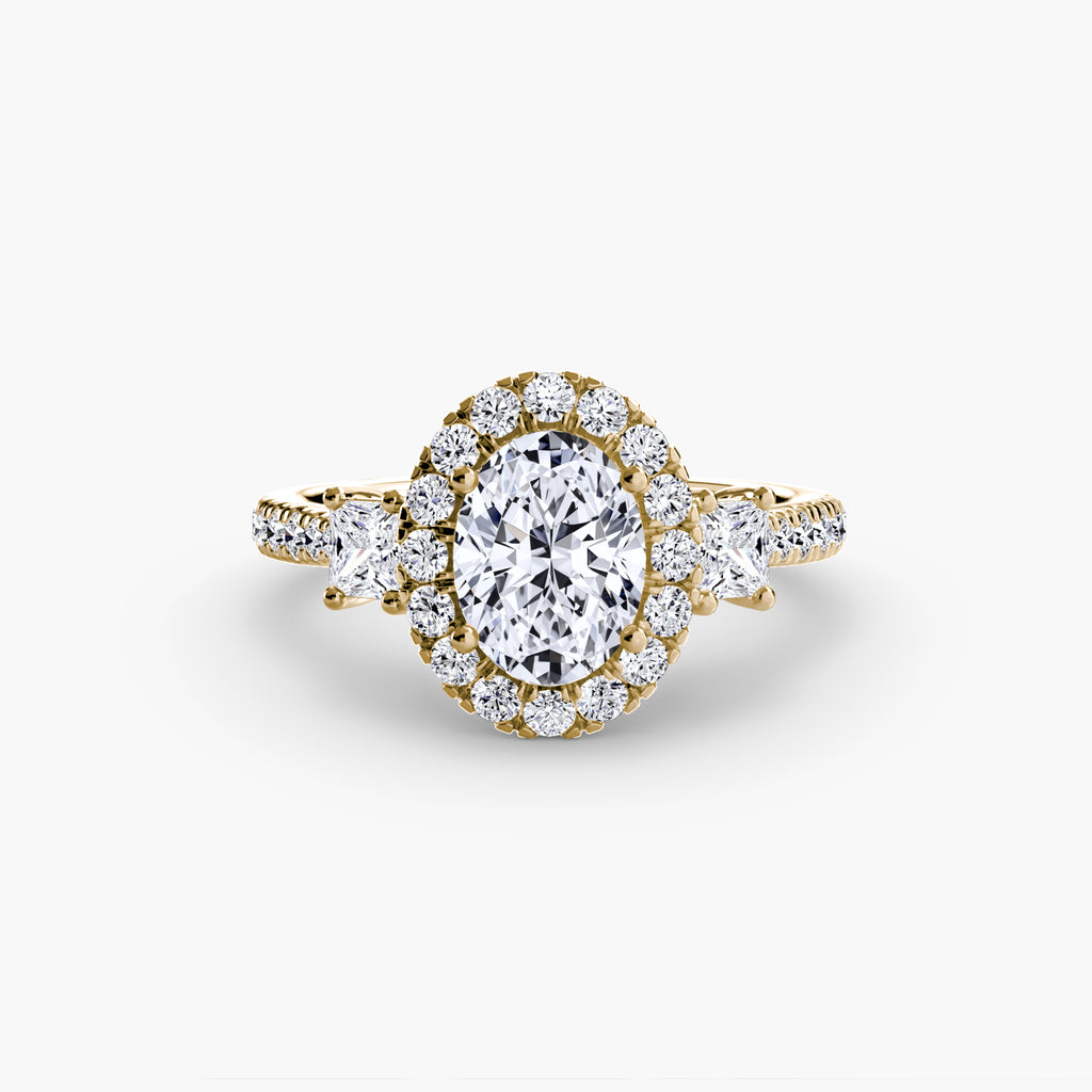 Three-Stone Ring with Halo 2