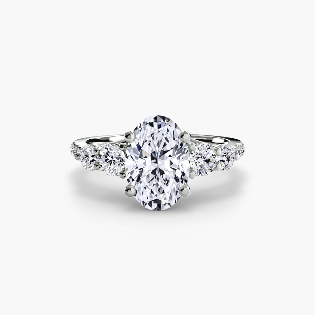 Five Stone Ring with Pavé Band